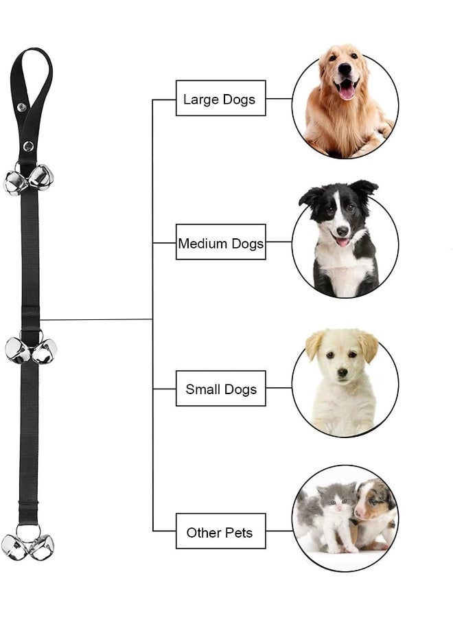 Mumoo Bear جرس باب مومو بير لتدريب الكلاب على قضاء الحاجة، جرس كلب قابل للتعديل للتعليق على مقبض الباب، تدريب جروك بسهولة - جودة ممتازة - 7 أجراس كبيرة جداً بحجم 1.5 بوصة، سوداء - Image 5