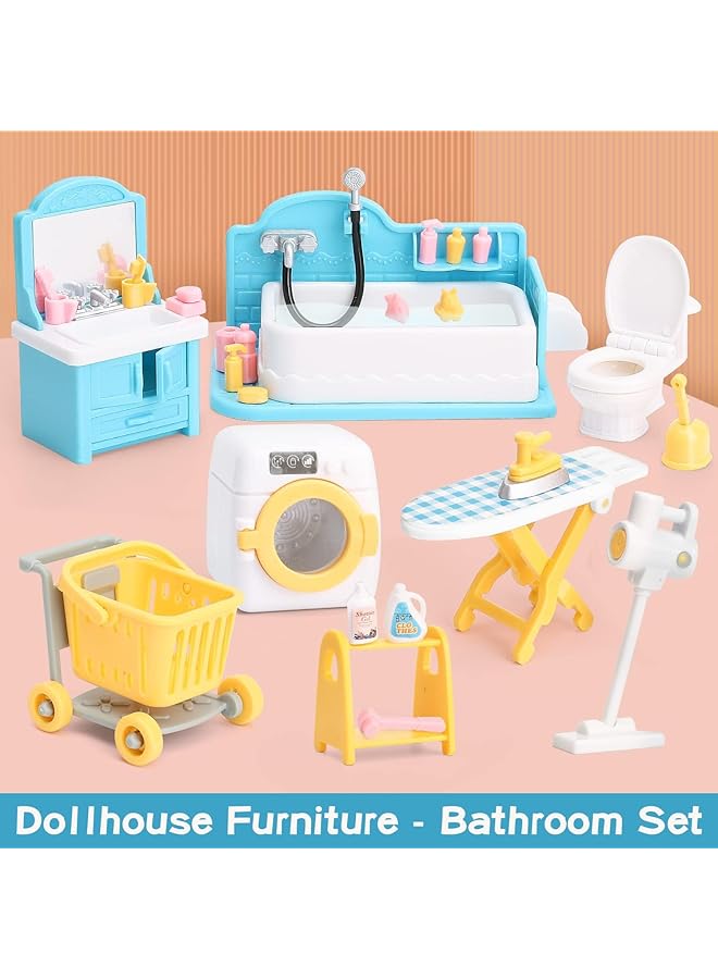 إكسفور إكسسوارات أثاث حمام بيت الدمية للأطفال بتصميم عصري واقعي باللون الفضي أو الرمادي، 6 قطع، مناسب لعمر 3 سنوات فما فوق - Image 3