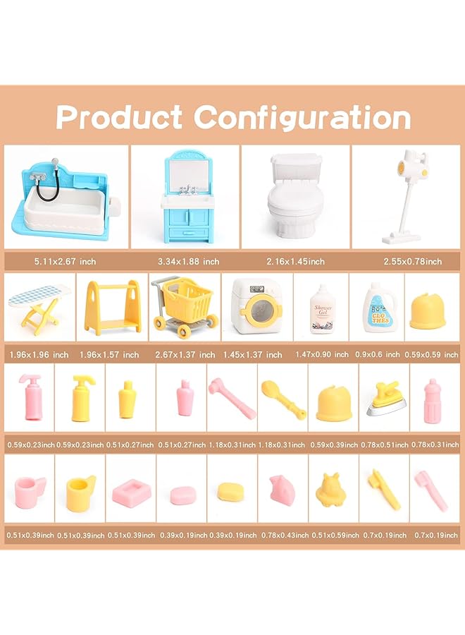 إكسفور إكسسوارات أثاث حمام بيت الدمية للأطفال بتصميم عصري واقعي باللون الفضي أو الرمادي، 6 قطع، مناسب لعمر 3 سنوات فما فوق - Image 2