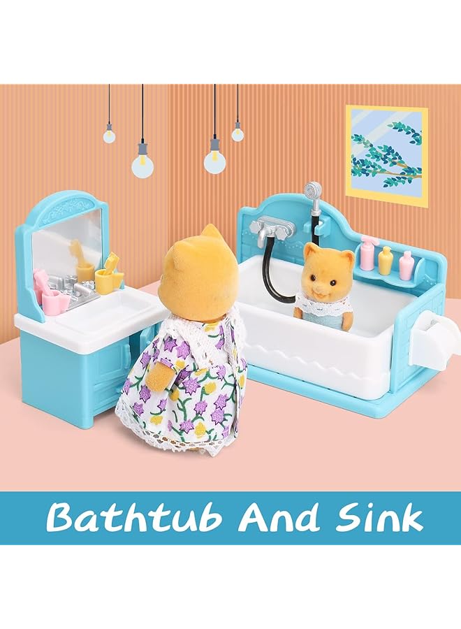 إكسفور إكسسوارات أثاث حمام بيت الدمية للأطفال بتصميم عصري واقعي باللون الفضي أو الرمادي، 6 قطع، مناسب لعمر 3 سنوات فما فوق - Image 4