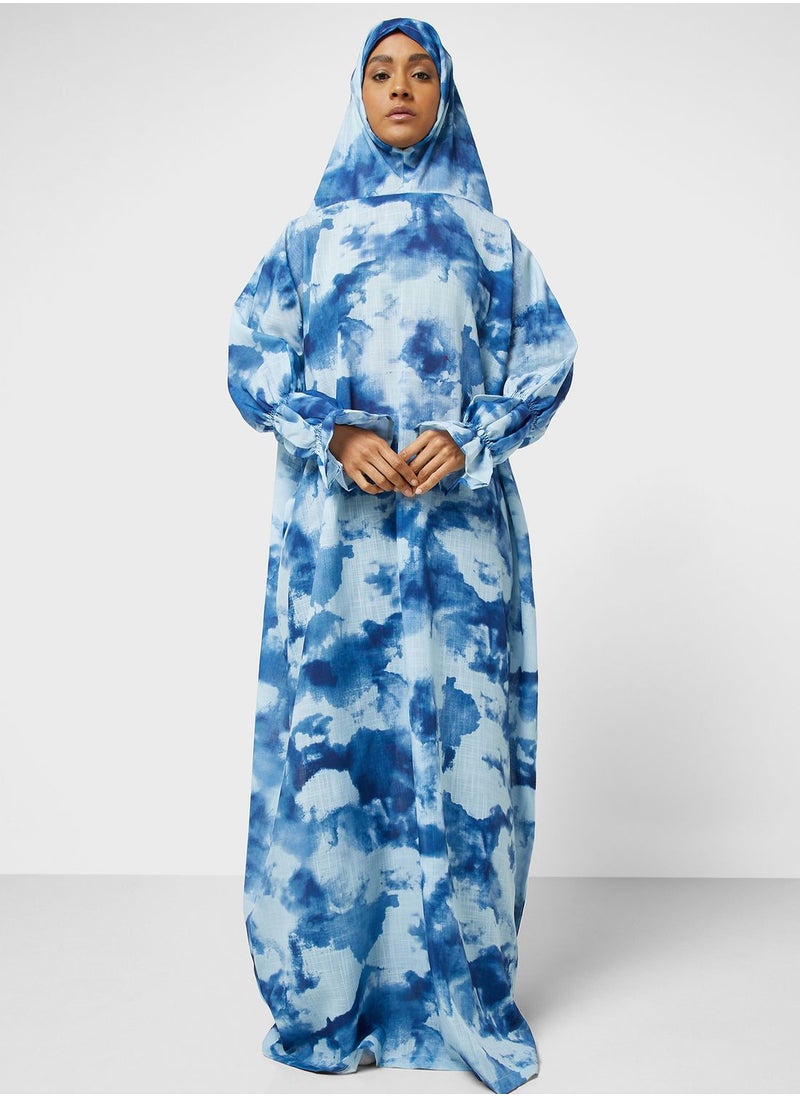 hayas closet - Printed Shirred Sleeve Prayer Dress - Image 1