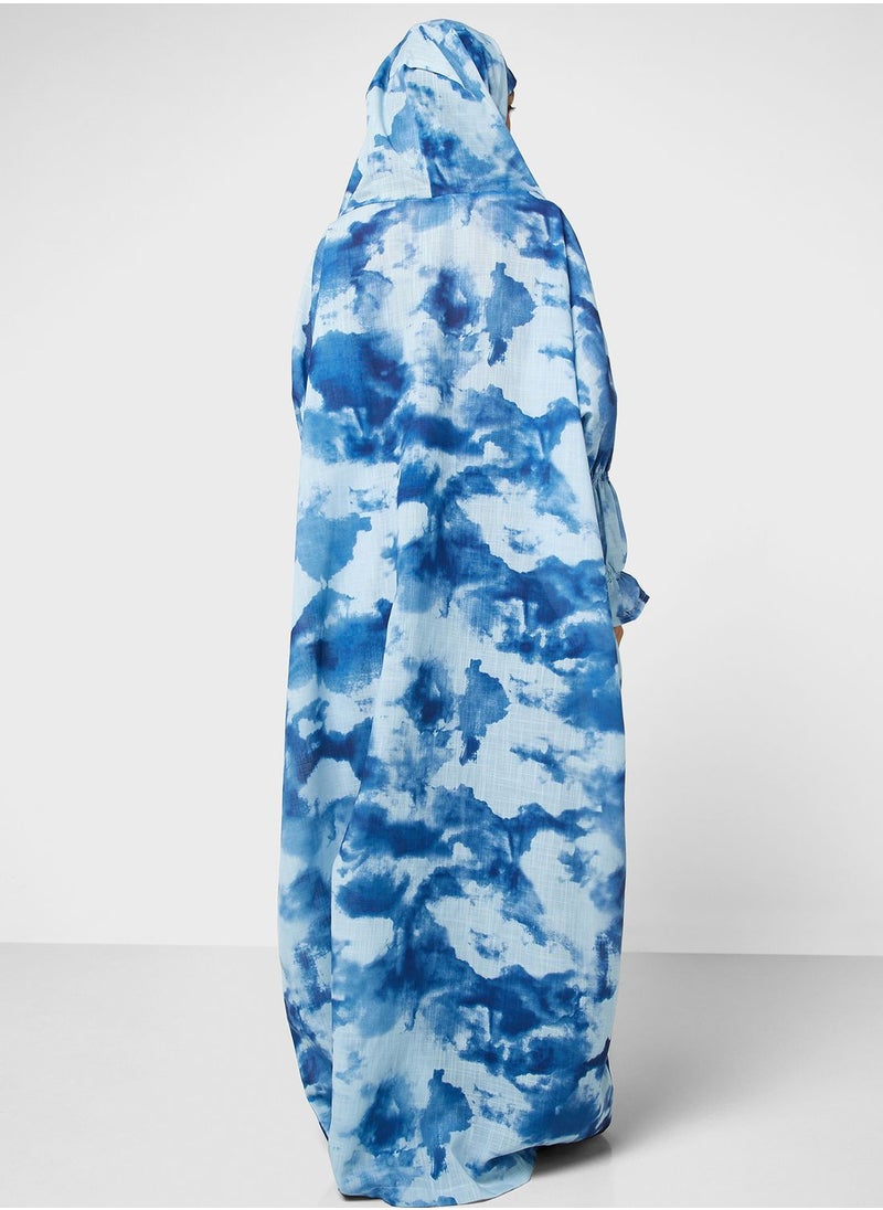 hayas closet - Printed Shirred Sleeve Prayer Dress - Image 1