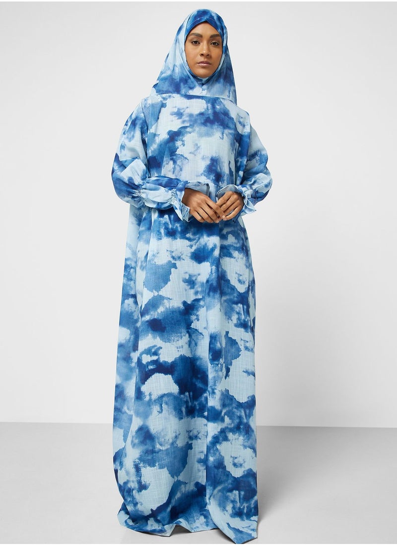 hayas closet - Printed Shirred Sleeve Prayer Dress - Image 1
