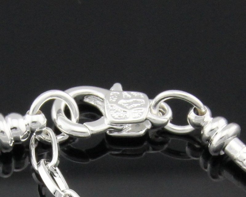Yeshan 5pcs Women Silver Plated Snake Chain Charm Bracelet Starter with Classic Bead Lobster Clasp Fits All Chamilia Troll Biagi Beads,7 inch - Image 2