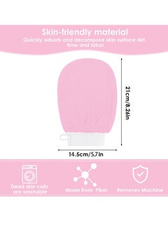 Generic Exfoliating Glove Body Scrubber Exfoliator 2 PC Korean Washcloth Skincare Remover Deep Scrub Loofah Cleansing Mitts Exfoliate Cloth Exfoliation Scrubbing Bath Shower Soap Sponge Hand Towel(Pink)  - Image 2