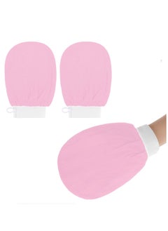 Exfoliating Glove Body Scrubber Exfoliator 2 PC Korean Washcloth Skincare Remover Deep Scrub Loofah Cleansing Mitts Exfoliate Cloth Exfoliation Scrubbing Bath Shower Soap Sponge Hand Towel(Pink)