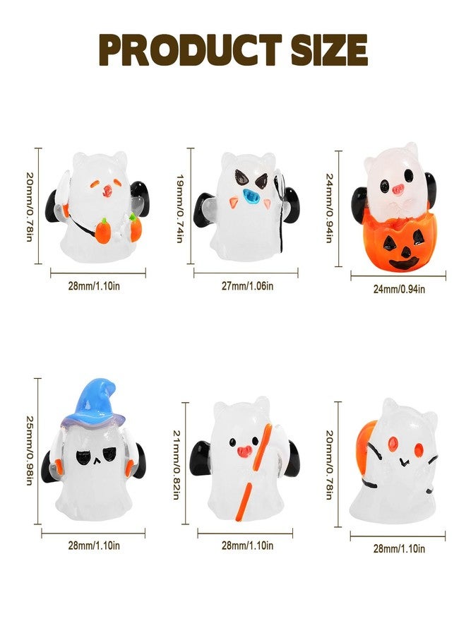 Dayinkes 6PCS Glow in The Dark Mini Ghost Figures, Cute Floating Phantom Resin Statues for Desktop Decor, Micro Landscape, Party Favors - Image 5