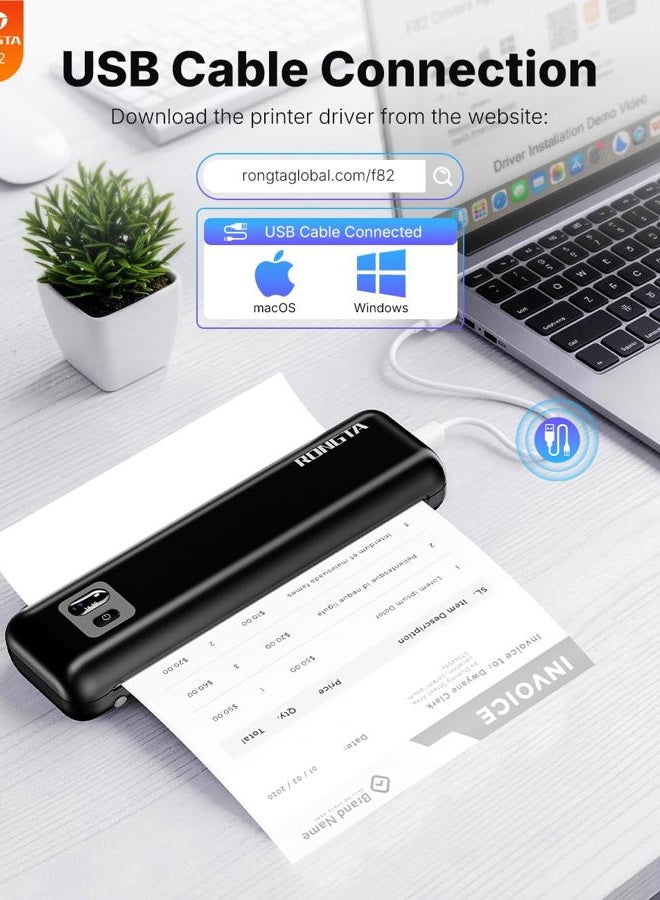 rongta Portable Printer Wireless for Travel, Inkless Thermal Printers for 8.5" x 11" US Letter & A4 Size, Compatible with Android iOS Smartphone, Mac Windows Laptop for Office & Home (Black, Thermal) - Image 3