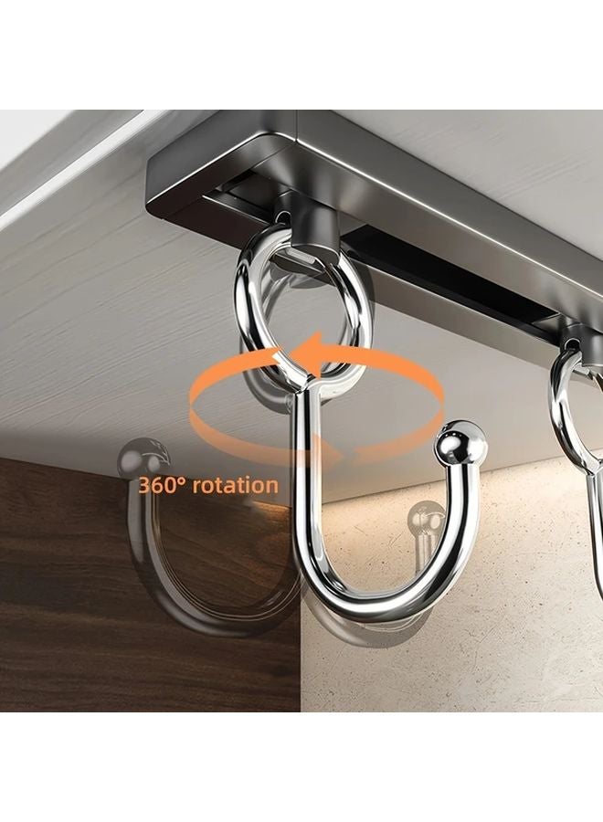 11.81 بوصة حامل خطافات أدوات المطبخ المثبت على الحائط مع 4 خطافات قابلة للتعديل من الفولاذ المقاوم للصدأ تركيب بدون حفر توفير للمساحة - Image 5