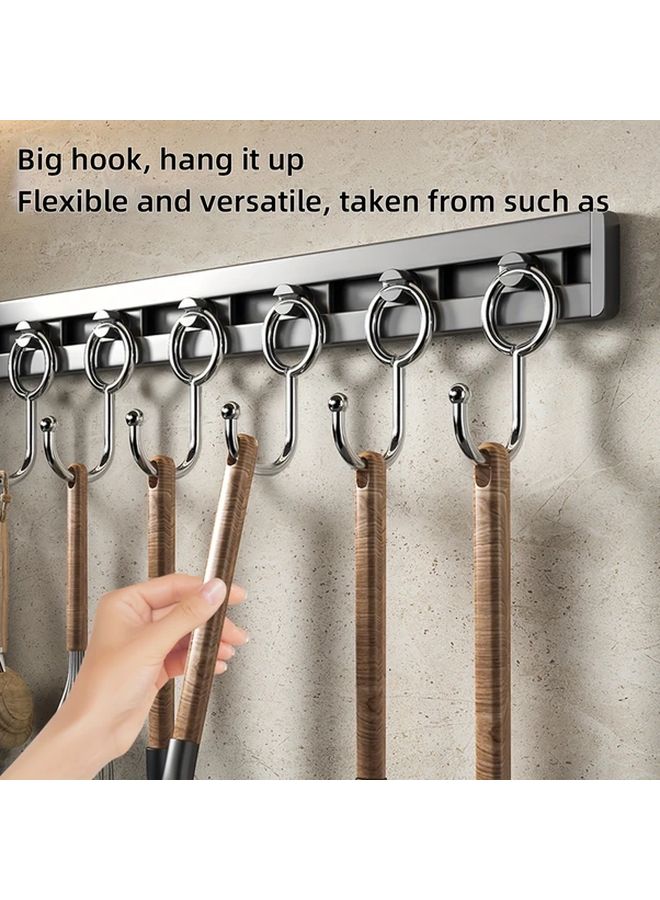 11.81 بوصة حامل خطافات أدوات المطبخ المثبت على الحائط مع 4 خطافات قابلة للتعديل من الفولاذ المقاوم للصدأ تركيب بدون حفر توفير للمساحة - Image 3