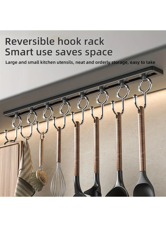 11.81 بوصة حامل خطافات أدوات المطبخ المثبت على الحائط مع 4 خطافات قابلة للتعديل من الفولاذ المقاوم للصدأ تركيب بدون حفر توفير للمساحة - Image 2