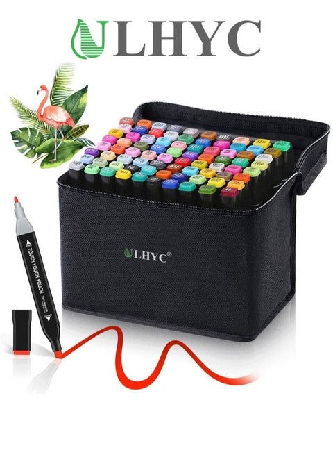 80 Colors Markers ULHYC Dual Tip Art Markers for Kids & Adult Coloring Sketching Drawing Markers for Artists Paint Markers Pen with Carry Case