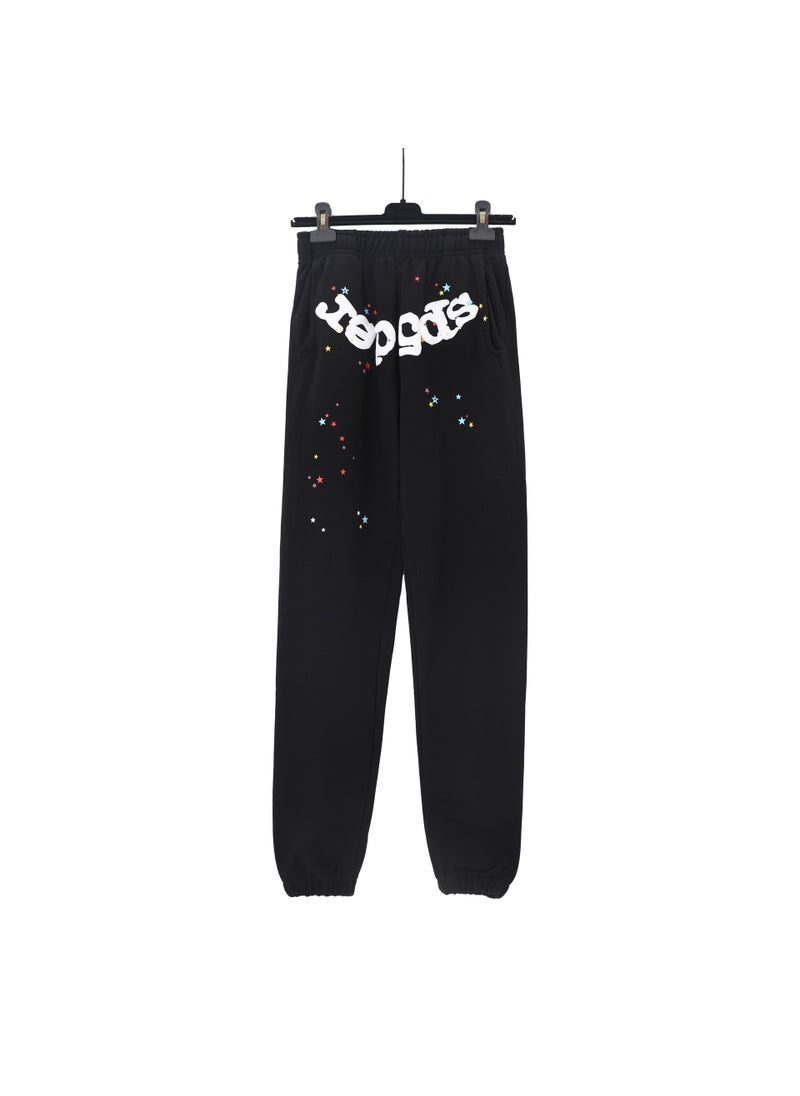 Generic - Young Thug Sp5der Foam Print Unisex Casual Fleece Joggers Black - Image 1