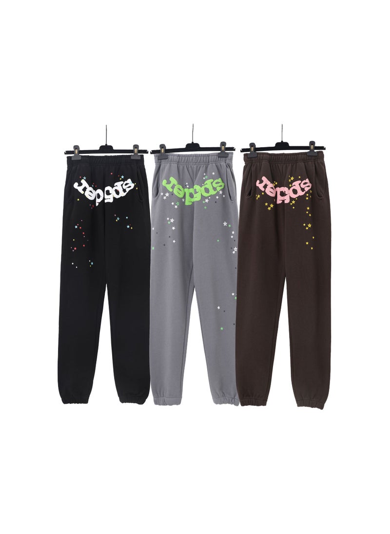 Generic - Young Thug Sp5der Foam Print Unisex Casual Fleece Joggers Black - Image 1