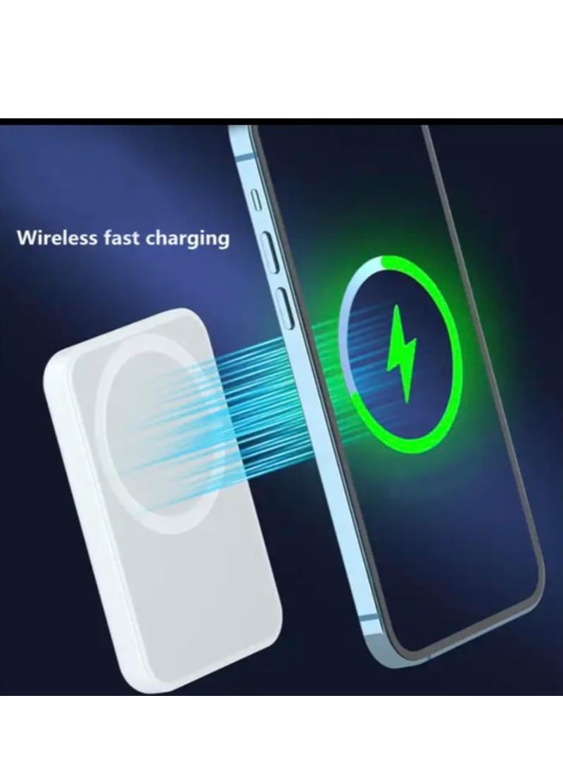 Generic - MagSafe Power Bank – 5000mAh Portable Magnetic Wireless Charger for iPhone 16/15/14/13/12 (White) - Image 1