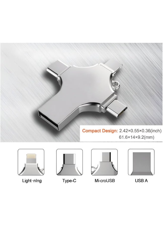USB Flash Drive High Speed 4 In 1 Multi-function OTG USB Flash Drive Type-C Pen drive 3.0 Memory Disk For iPad Android iOS PC 128GB