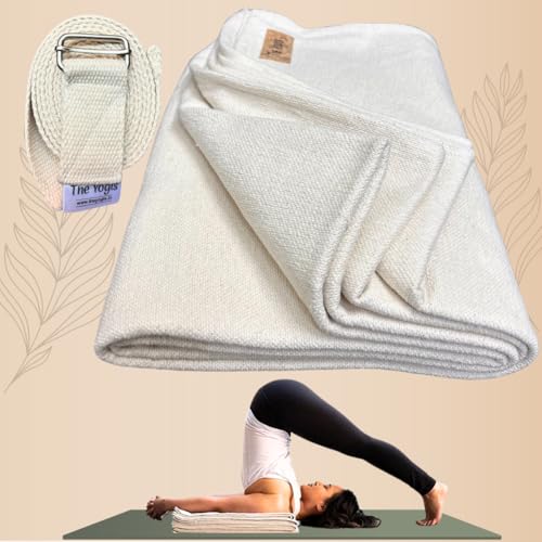 The Yogis 100% Organic Eco-Friendly Cotton Iyengar Yoga Blanket Pune yoga blanket, | Weight - 1500 grm | Yoga props, yoga blanket thick, yoga blanket for restorative yoga - With Yoga Belt - Image 1