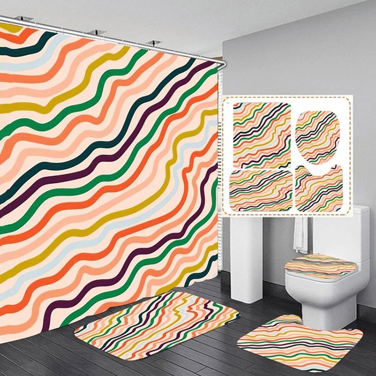 Y&D Chinese Manufacture Curtain for Bathroom Rug Set Printed Bath Curtain Shower Curtain Set - Image 3