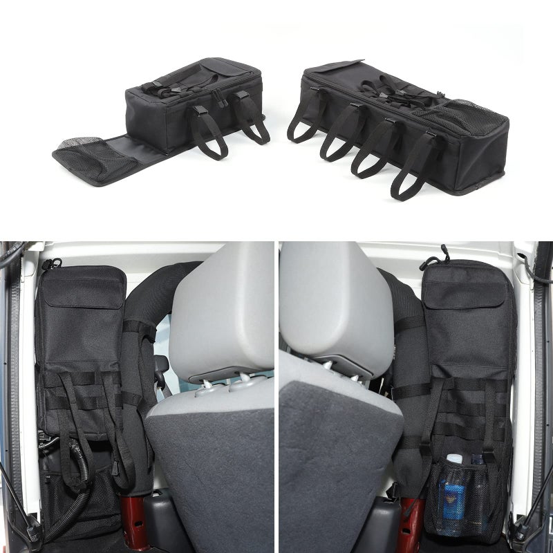 Jimen Compatible with 20072018 Jeep Wrangler JK 2 Door 2PCS Driver Side Passenger Side Bags Roll Bar Bags Interior Storage Accessories