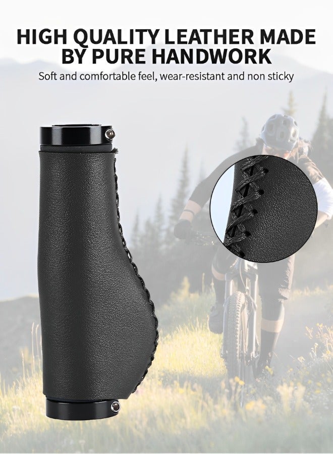 GROIC 1 Pair Bike Bicycle Comfort Handlebar Grips Hand Handle Mountain MTB Lockable Retro PU Cover Fits Most 22.2mm (7/8")  - Image 4