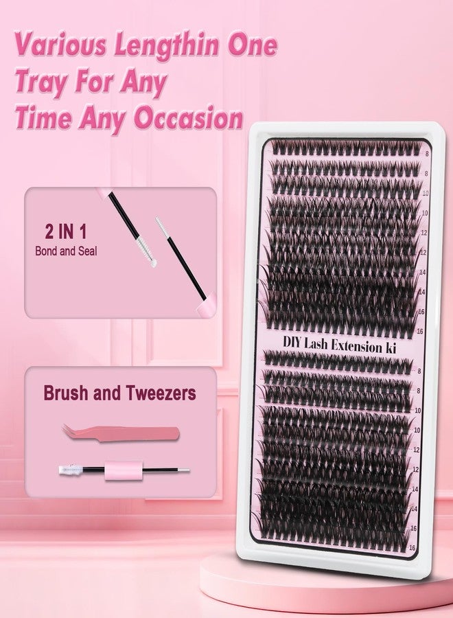 GOSECT Lash Extension Kit DIY 400pcs Lash Clusters Eyelash Extension Kit,Individual Lashes Kit with Lash Bond and Seal, Lash Tweezers for Self Use (50D&60D, 400pcs, 8-16mm, Kit) - Image 4