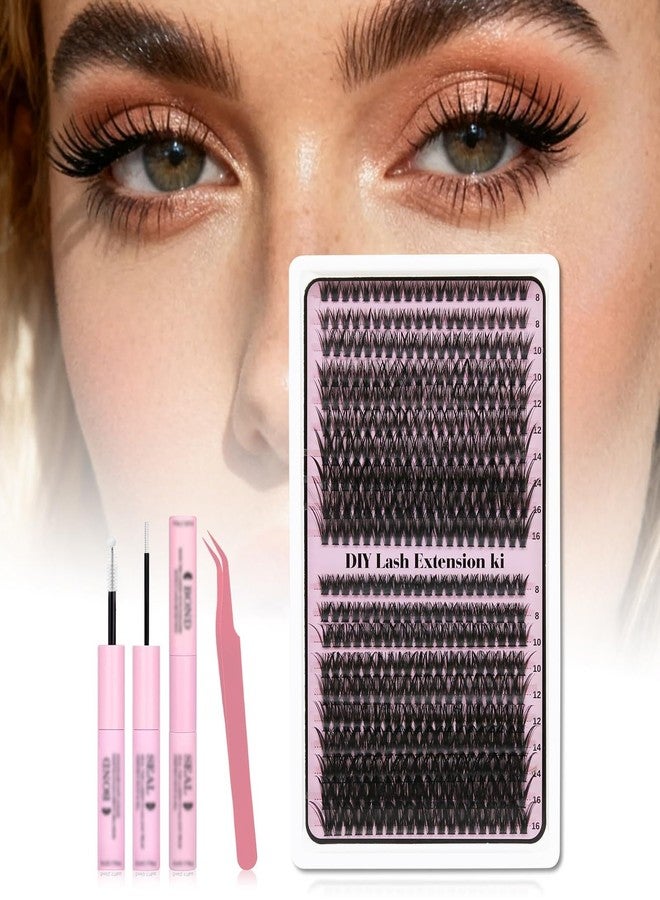 GOSECT Lash Extension Kit DIY 400pcs Lash Clusters Eyelash Extension Kit,Individual Lashes Kit with Lash Bond and Seal, Lash Tweezers for Self Use (50D&60D, 400pcs, 8-16mm, Kit) - Image 1