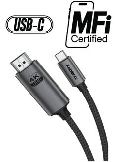 كابل نيكس كابل Kablenix USB3.1 نوع C إلى HDMI 2M، دقة 4K 60 هرتز، مضفر من الألومنيوم، متوافق مع الكمبيوتر المحمول، جهاز العرض، MacBook Pro، كابل HDMI للتلفزيون الذكي  - Image 1