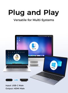 كابل نيكس كابل Kablenix USB3.1 نوع C إلى HDMI 2M، دقة 4K 60 هرتز، مضفر من الألومنيوم، متوافق مع الكمبيوتر المحمول، جهاز العرض، MacBook Pro، كابل HDMI للتلفزيون الذكي  - Image 4