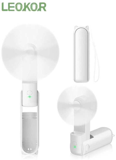 Personal Handheld Fan USB Rechargeable Pocket Hand Fan 3 Speed Adjustable Portable Instant Cooling Mini Fan White