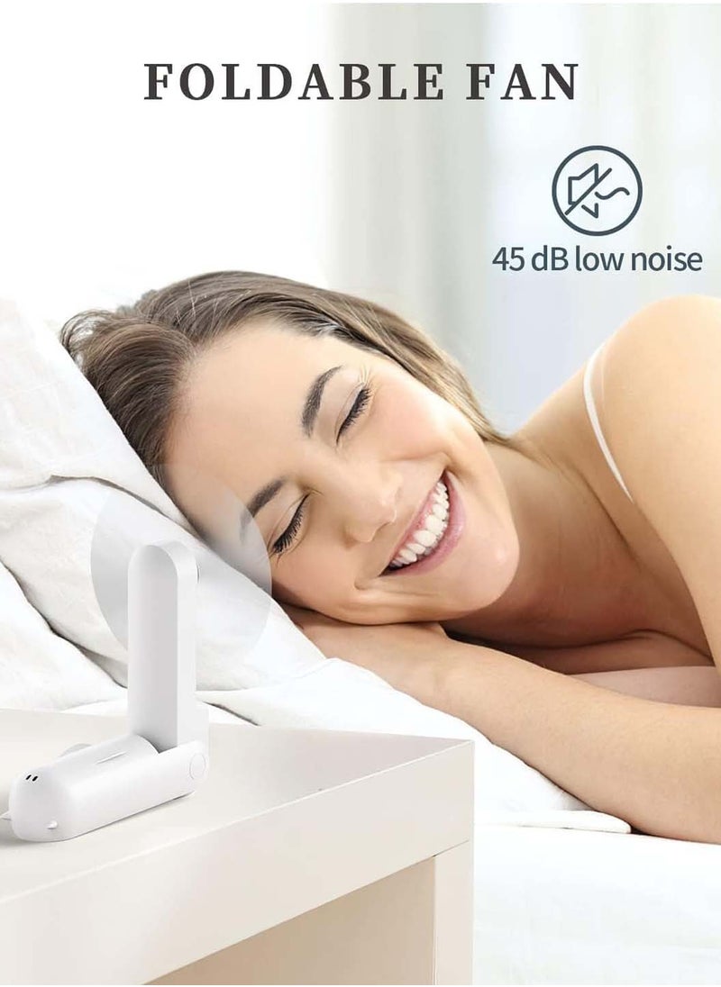 Personal Handheld Fan USB Rechargeable Pocket Hand Fan 3 Speed Adjustable Portable Instant Cooling Mini Fan White