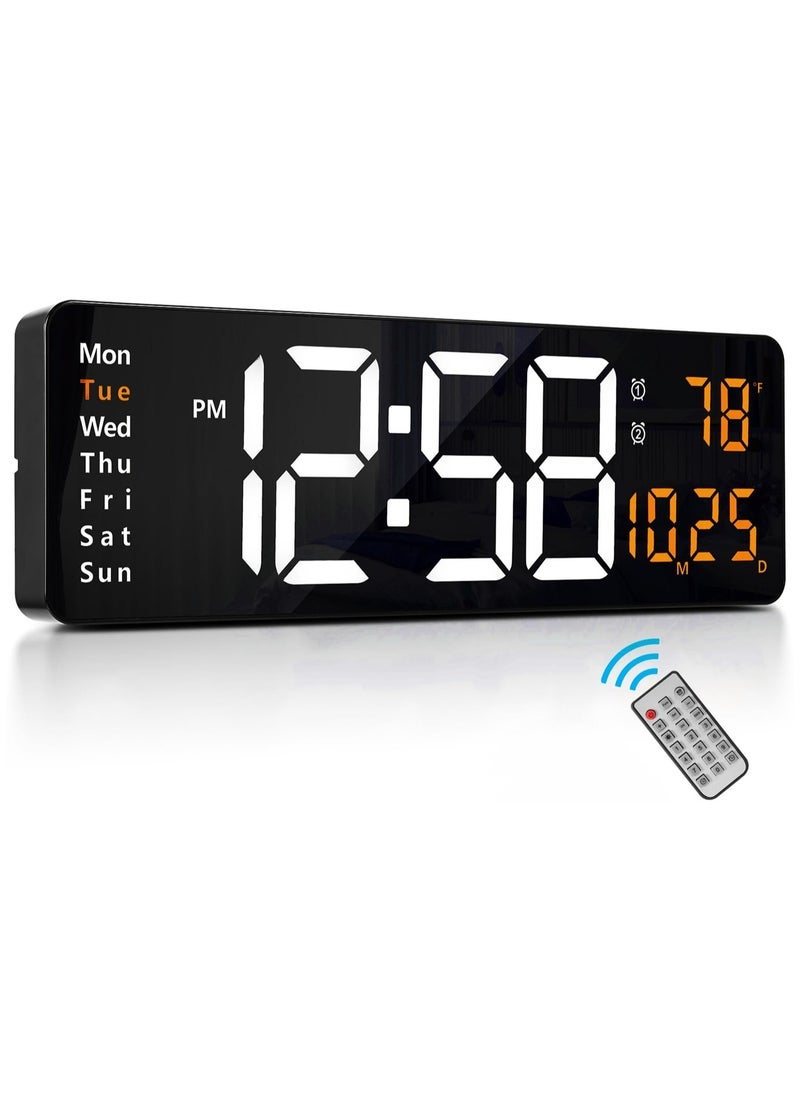 تايجر Digital Wall Clock Large Display 16.2 Inch – LED Wall Clock with Adjustable Brightness, Temperature & Humidity Display, 12/24 Hour Format, Remote Control, Modern Home Office Decor, Silent Operation, Easy Wall Mount or Desktop Stand, Energy Efficient  - Image 1