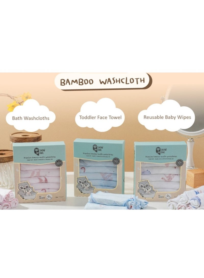 Snow Owl Bamboo Washcloth 11"x11" Pack 6 - Lovely Sky White - Image 2