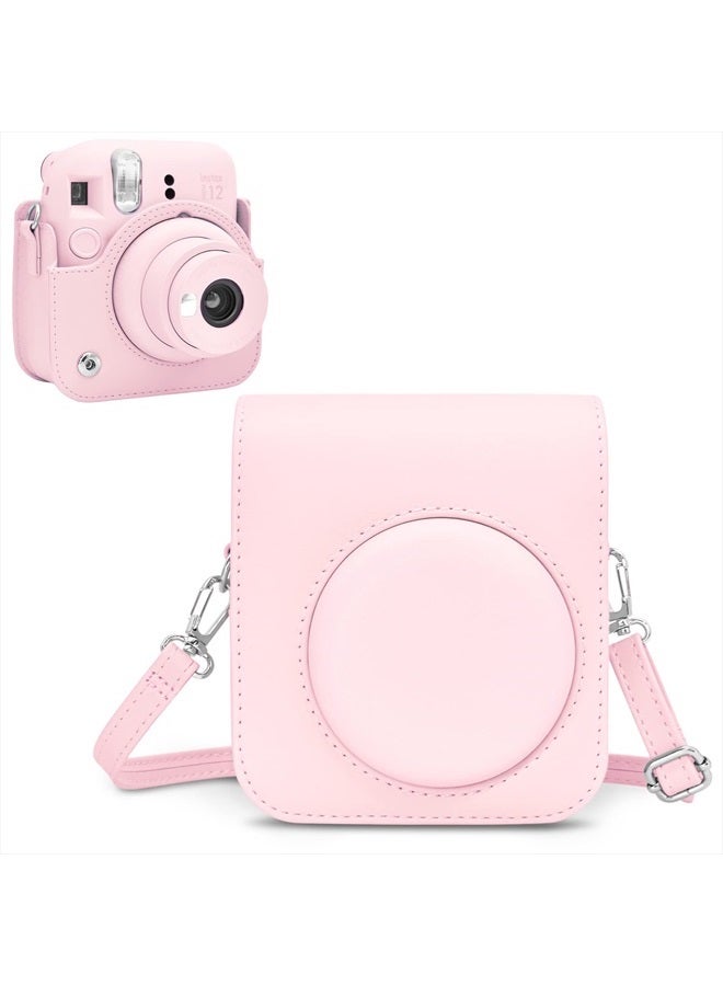 Rieibi Camera Case Compatible with Fuji Instax Mini 12 - Polaroid Instax 12 Carry Case for Fujifilm Instax Mini 12 Instant Camera - Fuji mini 12 Bag Cover with Strap - Blossom Pink - Image 1