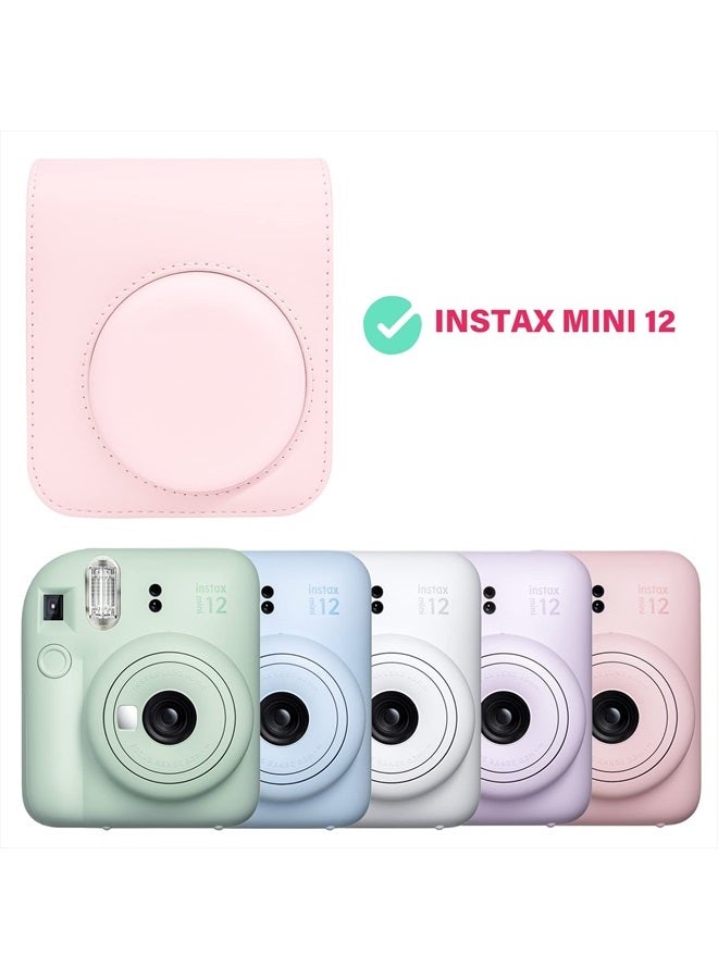 Rieibi Camera Case Compatible with Fuji Instax Mini 12 - Polaroid Instax 12 Carry Case for Fujifilm Instax Mini 12 Instant Camera - Fuji mini 12 Bag Cover with Strap - Blossom Pink - Image 2