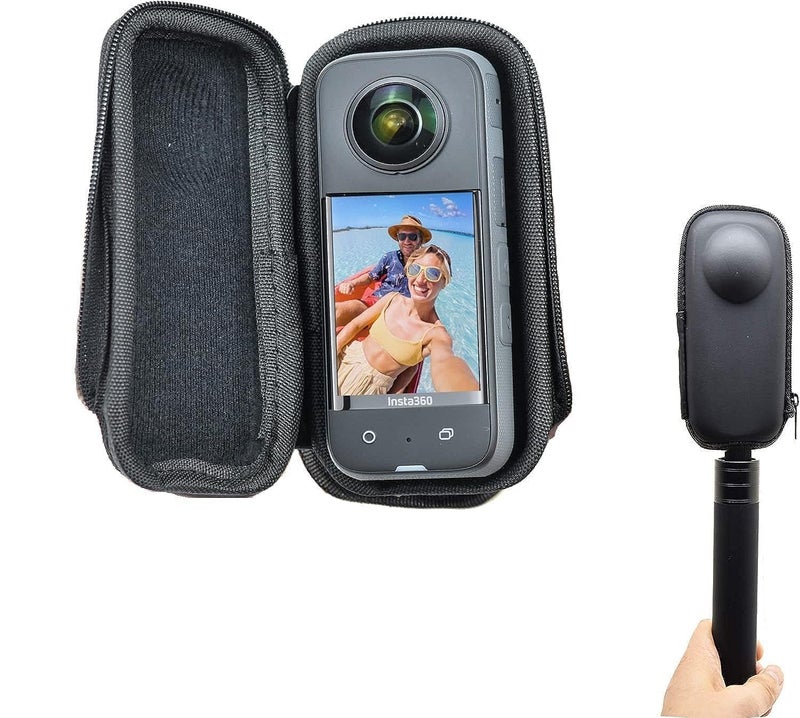 Careflection حافظة صلبة لكاميرا Insta360 ONE X2 / X3، غلاف PU صغير واقي للسفر والتخزين السريع لكاميرا Insta360 X3، حقيبة أمان ناعمة لكاميرا Insta360 One X3 360 - ضمان 5 سنوات - Image 2