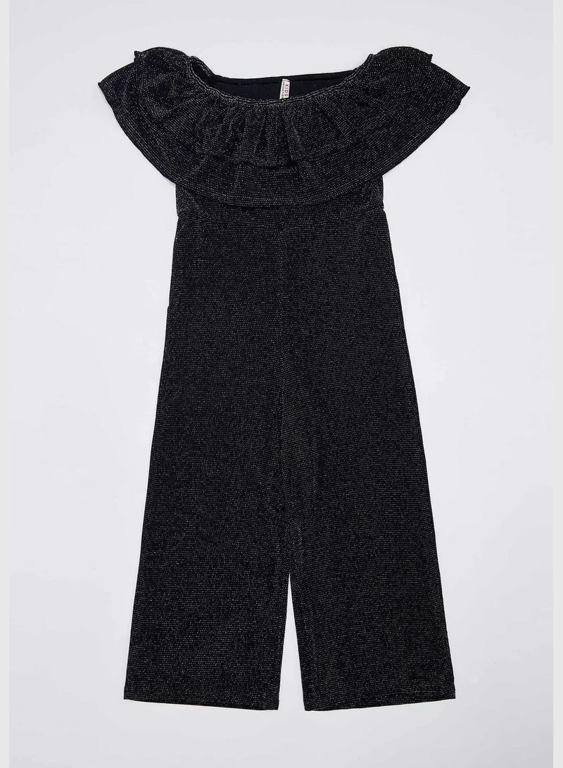 DeFacto Off Shoulder Ruffle Neck Glittered Jumpsuit
