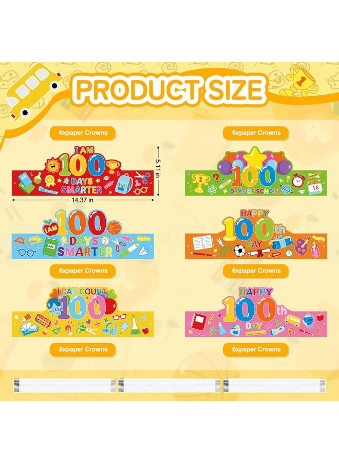 Hedeey 36 Pack 100th Day of School Crowns Paper Adjustable 100 Days of School Hat Classroom Supplies (Colorful) - Image 2