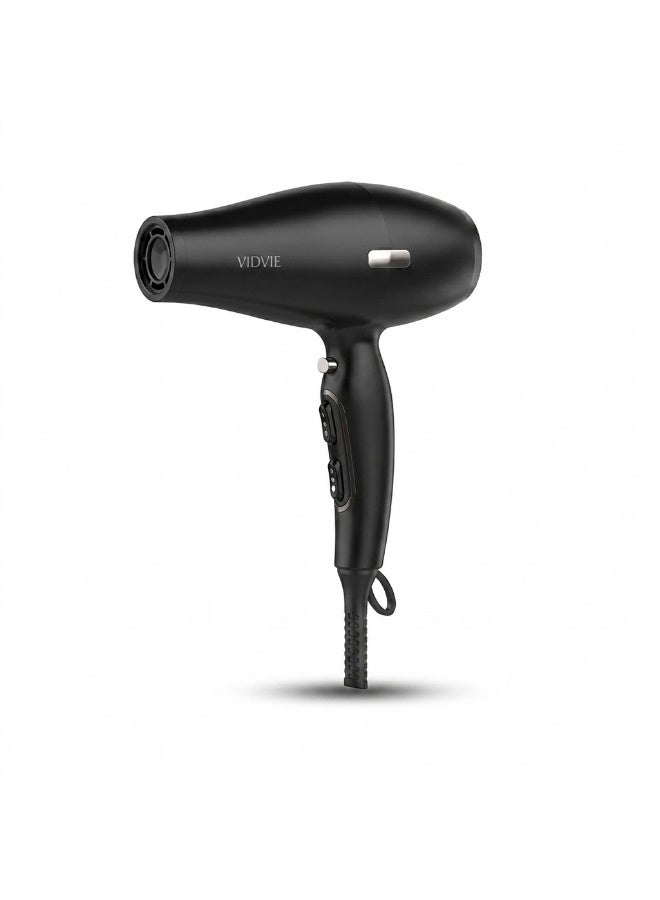 VIDVIE  Professional High-Speed Hair Dryer 1800W 105,000 RPM Brushless Motor with Smooth & Diffuser Nozzles - Black - Image 1