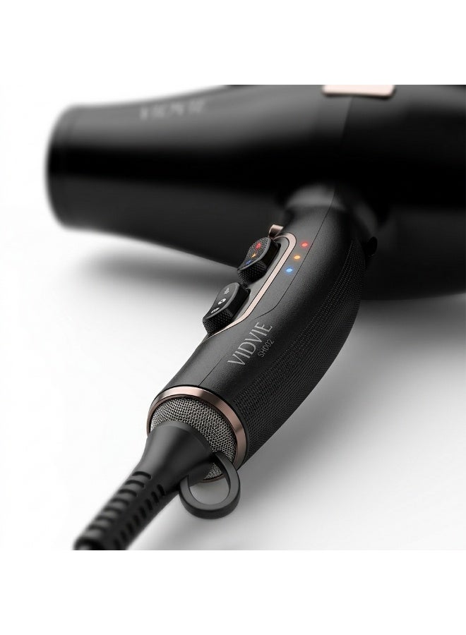 VIDVIE  Professional High-Speed Hair Dryer 1800W 105,000 RPM Brushless Motor with Smooth & Diffuser Nozzles - Black - Image 3