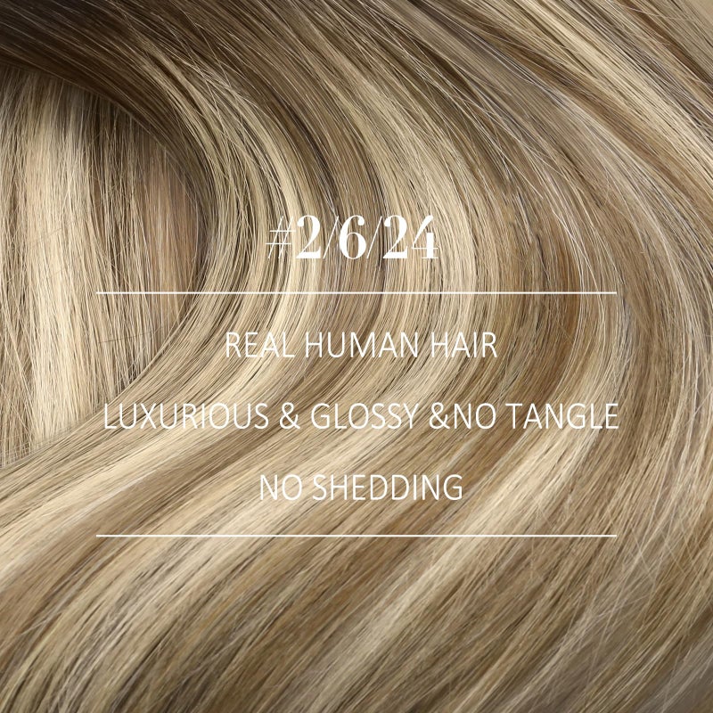 YoungSee Sew in Hair Extensions Real Human Hair Brown Ombre Human Hair Weft Extensions Dark Brown Roots to Medium with Blonde Hair Extension Sew in Long Straight Hair 100G 22Inch - Image 3