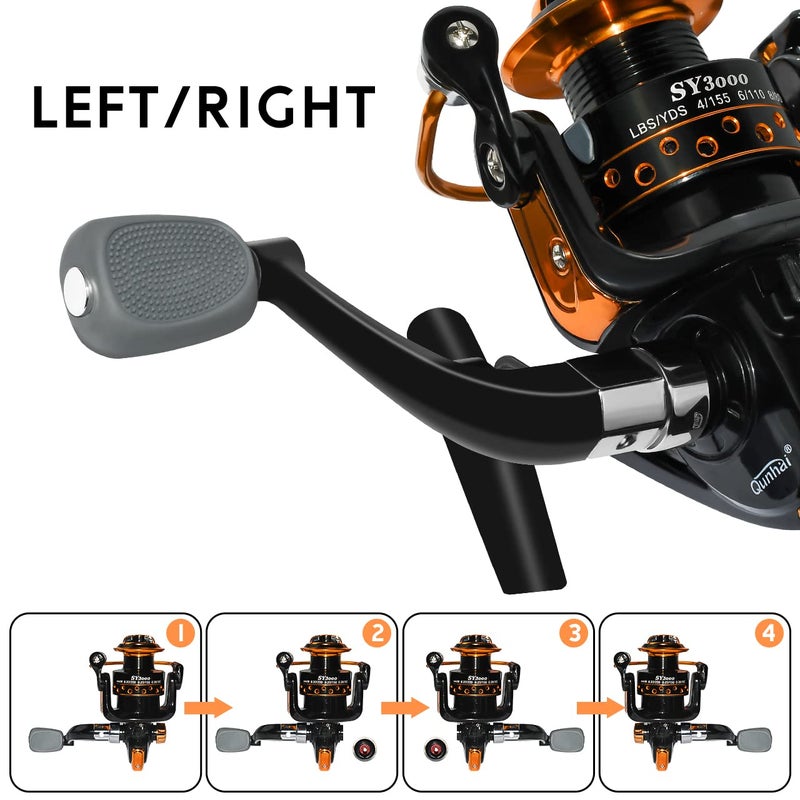 QINGLER Summer and Centron Spinning Reels, 12 +1 BB Light Weight, Ultra Smooth Powerful, Size 3000 is Perfect for Ultralight/Summer Fishing by QINGLER - Image 5