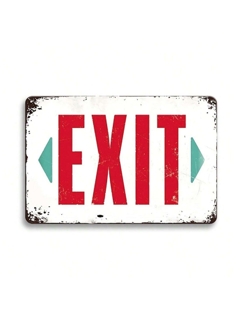 971MEDIA Exit Sign on An Old Metal Plate - Image 1