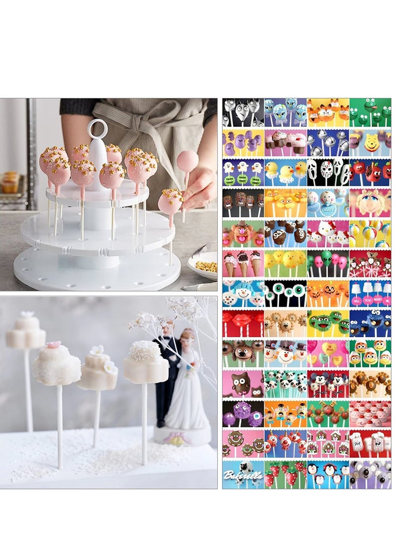 KASTWAVE - 300Pcs Cake Pop Sticks and Wrappers Kit, Including 100ct 6-inch Paper Lollipop Sticks Including 100 Parcel Bags ,100 Gold Twist Ties,for Cakepop, Lollipop, Hard Candy, Suckers, Chocolate - Image 1