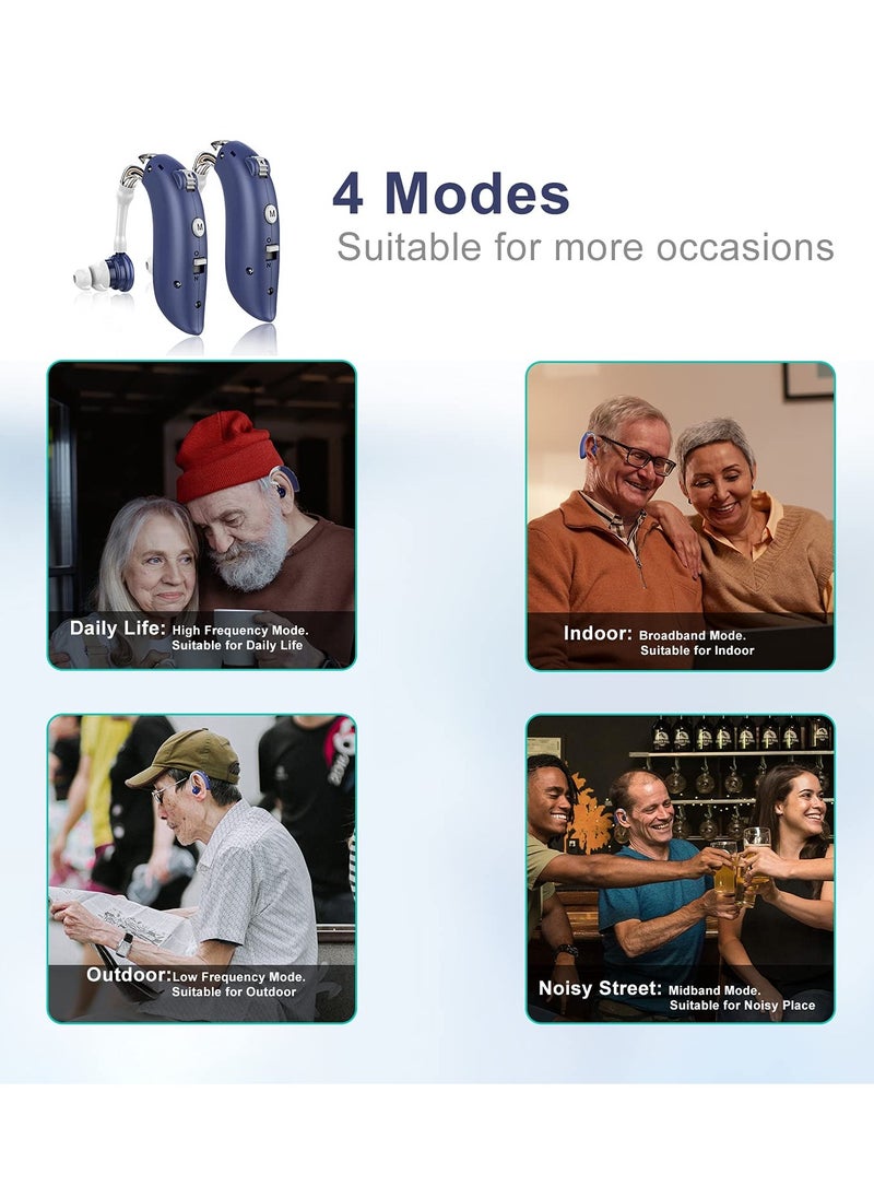 Hearing amplifiers for Seniors Rechargeable with Noise Reduction,Bet Digital Personal Sound Amplifier Devices for Seniors with Volume Control(Blue)