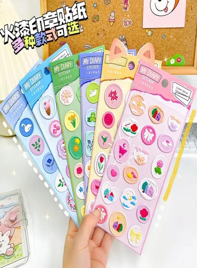 SHOPITUP ملصقات دائرية مزخرفة لمذكراتي، بتصاميم زهرية وطبيعية متعددة الألوان، 36 ملصقًا - Image 4