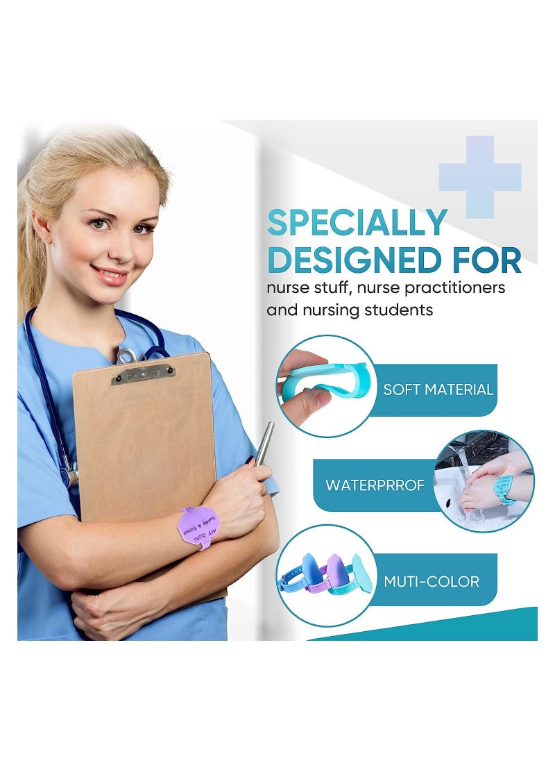 SYOSI - Silicone Memo Wrist Band, Reusable Erasable Notepad in Watch Shape, Wearable to Do List Silicone Notepad Wrist Band for Veterinarian Nurse, Turquoise, Lilac, Blue, 9 Pcs - Image 1