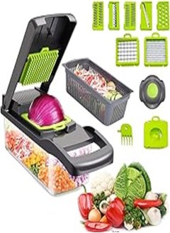 12 in 1 Vegetable Chopper, Mandoline Vegetable Slicer Fruit and Vegetable Dicing Machine, Multi-Function Kitchen Vegetable Cutter with Egg Separator for Onion Garlic Carrot Potato Salad Dicer