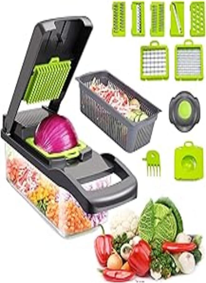 GuangTouL - 12 in 1 Vegetable Chopper, Mandoline Vegetable Slicer Fruit and Vegetable Dicing Machine, Multi-Function Kitchen Vegetable Cutter with Egg Separator for Onion Garlic Carrot Potato Salad Dicer - Image 1