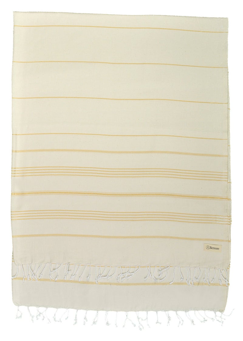 Bersuse Towels Anatolia XL Beach Blanket Throw Blanket Turkish Towel 100 Cotton ExtraLarge QuickDry Lightweight Premium Peshtemal Towel  61x82 Inches Natural Gold