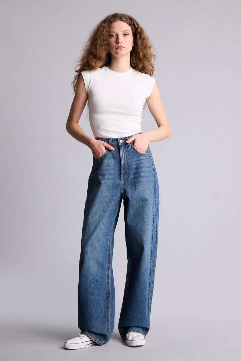 ديفاكتو بنطلون جينز باجي فيت برجل عادية وخصر عالي - Image 2